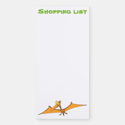 Funny cute orange flying pterodactyl cartoon magnetic notepad