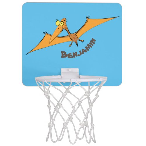 Funny cute orange flying pterodactyl cartoon mini basketball hoop
