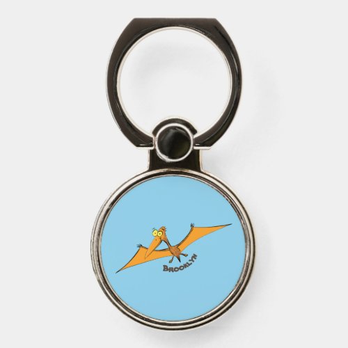 Funny cute orange flying pterodactyl cartoon phone ring stand