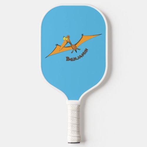 Funny cute orange flying pterodactyl cartoon  pickleball paddle