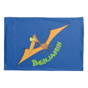 Funny cute orange flying pterodactyl cartoon pillow case
