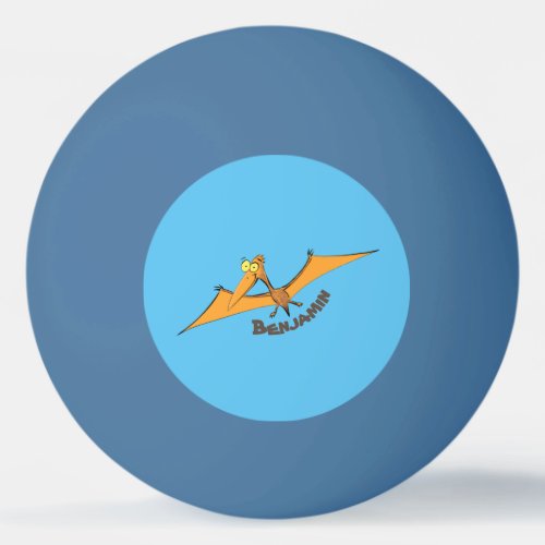 Funny cute orange flying pterodactyl cartoon ping pong ball