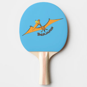 Funny cute orange flying pterodactyl cartoon ping pong paddle