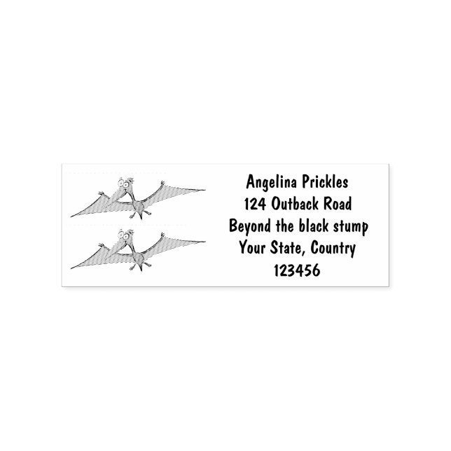 Funny cute orange flying pterodactyl cartoon rubber stamp (Imprint)