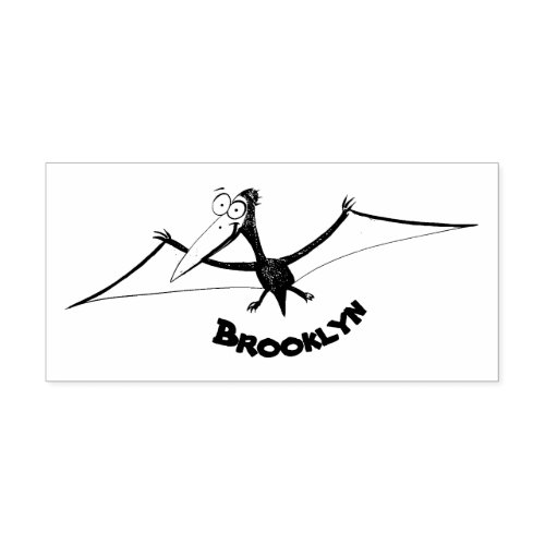 Funny cute orange flying pterodactyl cartoon rubber stamp
