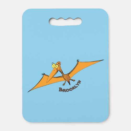 Funny cute orange flying pterodactyl cartoon seat cushion