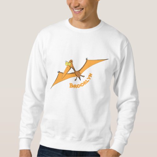 Funny cute orange flying pterodactyl cartoon sweatshirt