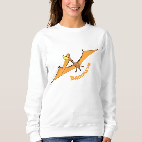 Funny cute orange flying pterodactyl cartoon sweatshirt