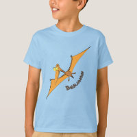 Funny cute orange flying pterodactyl cartoon T-Shirt
