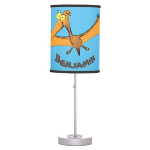 Funny cute orange flying pterodactyl cartoon table lamp