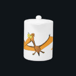 Funny cute orange flying pterodactyl cartoon teapot<br><div class="desc">This happy flying pterodactyl cartoon will add some dinosaur fun to a child. Cute!</div>