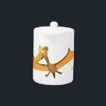 Funny cute orange flying pterodactyl cartoon teapot<br><div class="desc">This happy flying pterodactyl cartoon will add some dinosaur fun to a child. Cute!</div>