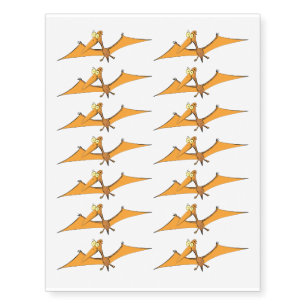 Funny cute orange flying pterodactyl cartoon temporary tattoos