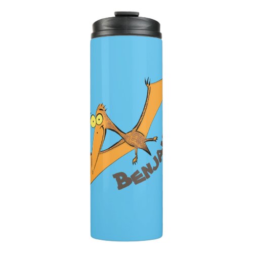 Funny cute orange flying pterodactyl cartoon thermal tumbler