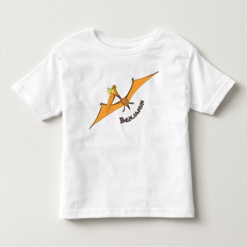 Funny cute orange flying pterodactyl cartoon toddler t_shirt