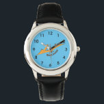 Funny cute orange flying pterodactyl cartoon watch<br><div class="desc">This happy flying pterodactyl cartoon will add some dinosaur fun to a child. Cute!</div>