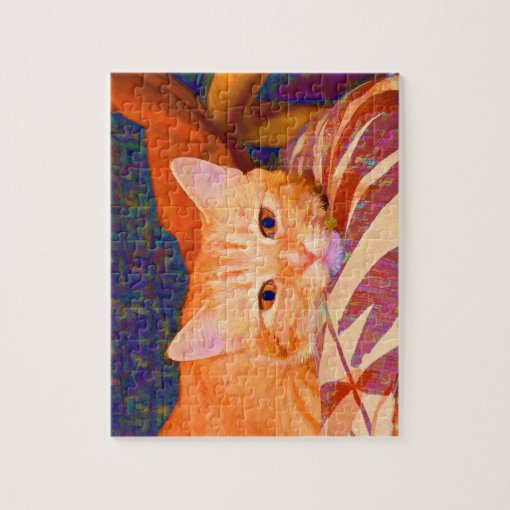 Funny Cute Orange Tabby Cat Jigsaw Puzzle | Zazzle