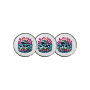 Funny Cute Orca Whale Eat The Rich  Golf Ball Marker