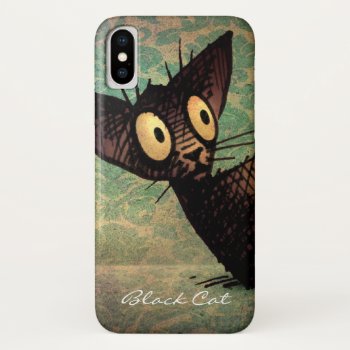 Funny Cute Oriental Shorthair Black Cat Iphone X Case by StrangeStore at Zazzle