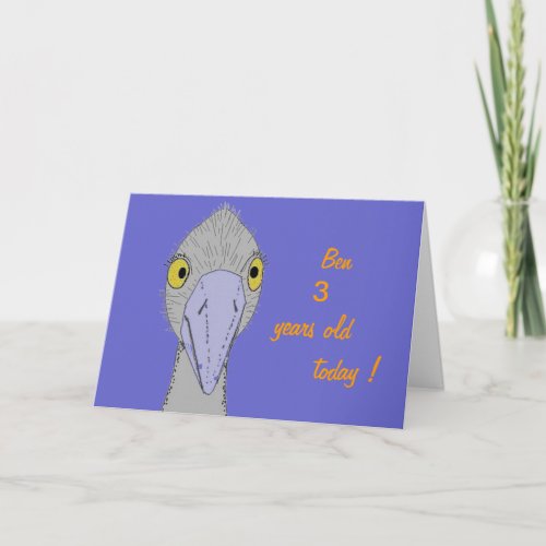 Funny cute Ostrich Add year name Birthday card