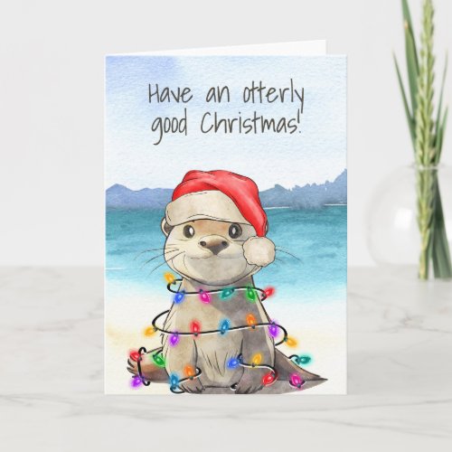 Funny Cute Otter Christmas Card 