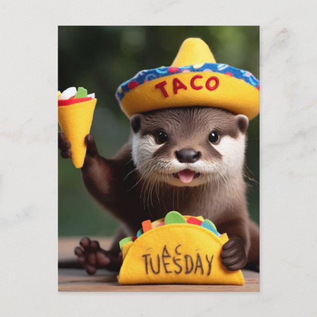 Funny Cute Otter With Taco  Postcard (Front)