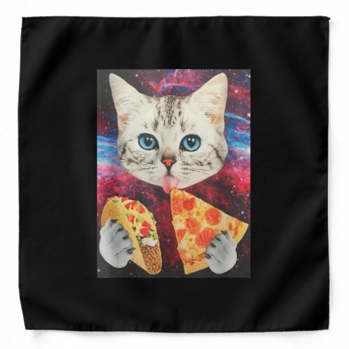 Funny Cute Outer Space Galaxy Cat Meme Pizza Taco Bandana