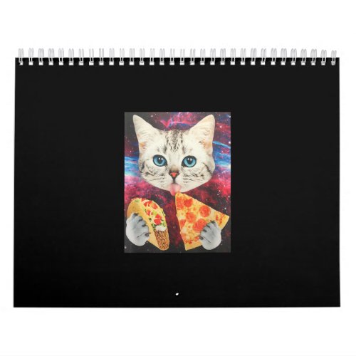 Funny Cute Outer Space Galaxy Cat Meme Pizza Taco Calendar