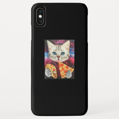Funny Cute Outer Space Galaxy Cat Meme Pizza Taco iPhone XS Max Case