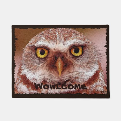 Funny Cute Owl Face Welcome Mat