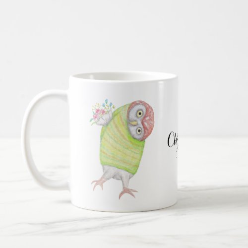 Funny Cute owl with flowers Valentines day Coffee Mug