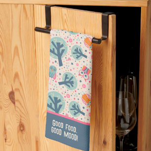 Funny Cute Owls Pattern Personalized Quote or Name Kitchen Towel