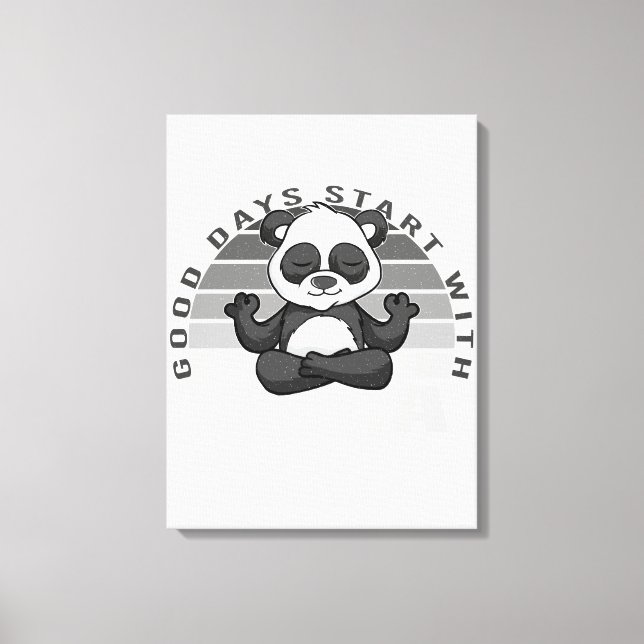 Funny cute panda doing yoga. funny yoga poses canvas print (Front)