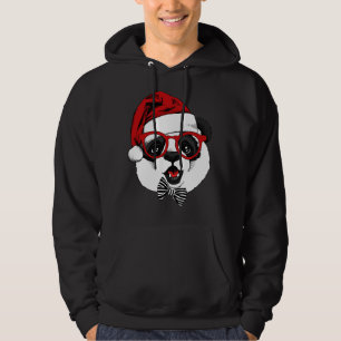 funny cute panda in Christmas Hoodie