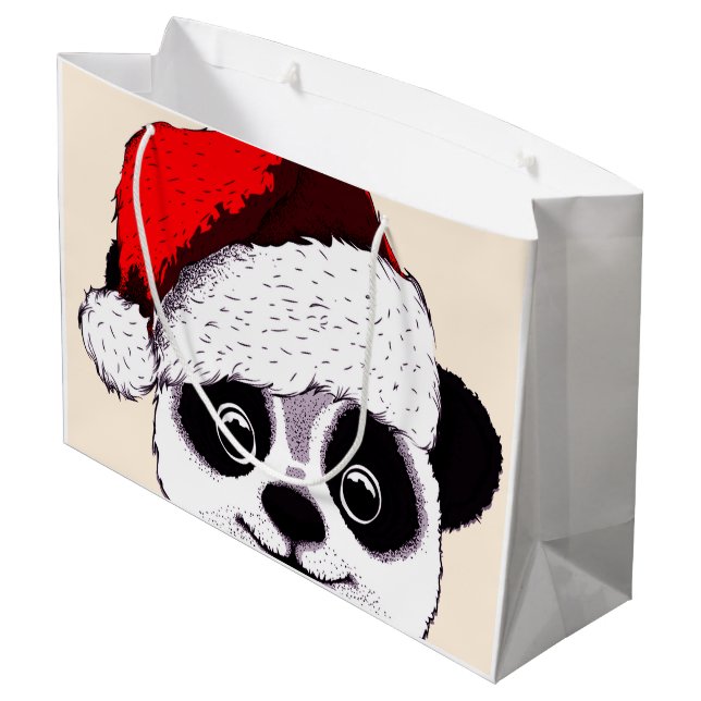 funny cute panda in Christmas Large Gift Bag (Back Angled)