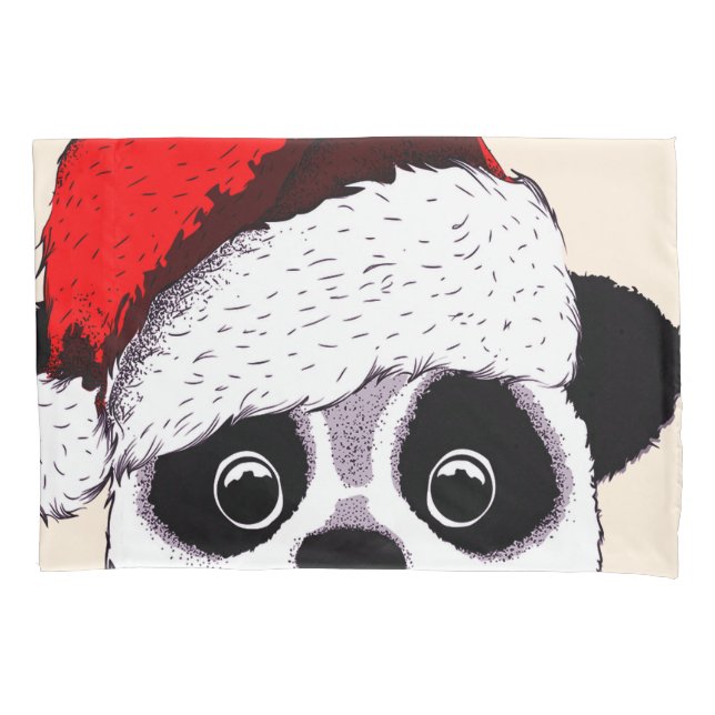 funny cute panda in Christmas Pillow Case (Front)