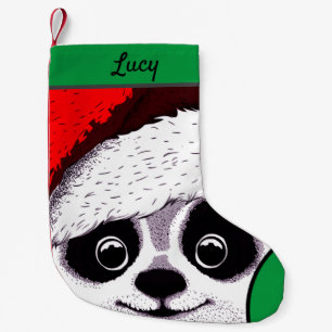 funny cute panda in Christmas Small Christmas Stocking