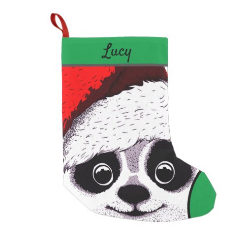 funny cute panda in Christmas Small Christmas Stocking