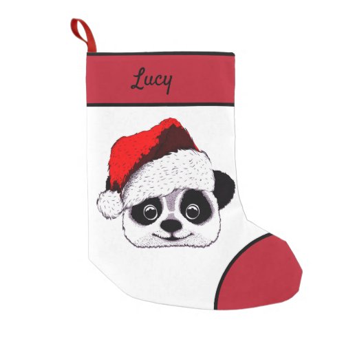 funny cute panda in Christmas Small Christmas Stocking