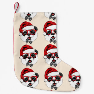 funny cute panda in Christmas Small Christmas Stocking