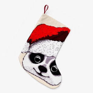 funny cute panda in Christmas Small Christmas Stocking