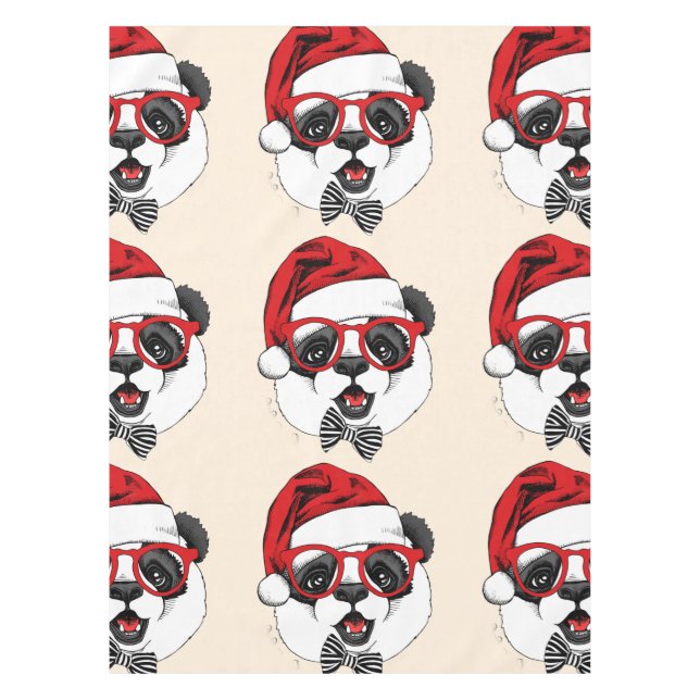 funny cute panda in Christmas Tablecloth (Front)