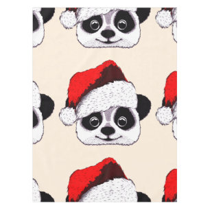 funny cute panda in Christmas Tablecloth