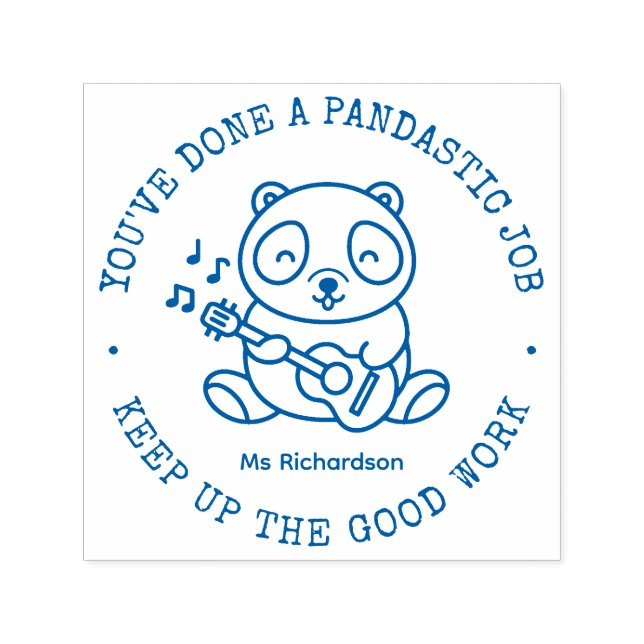 Funny Cute Panda Pun Fantastic Job Teacher Praise Self-inking Stamp (Design)