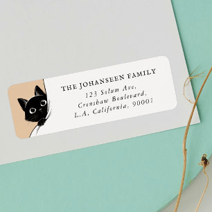 Funny Cute Peeking Black Cat Paws Return Address Label