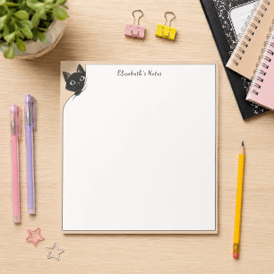 Funny Cute Peeking Black Cat Paws Teacher School Notepad