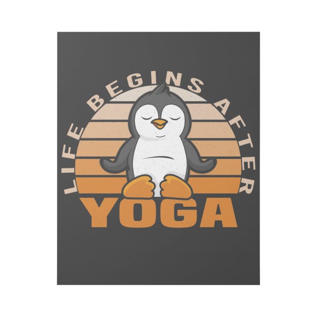 Funny cute penguin doing yoga. funny yoga poses gallery wrap (Front)