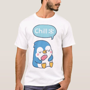 Funny Cute Penguin Says Chill Snowflake T-Shirt