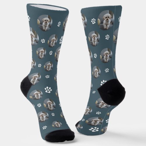 Funny Cute Pet DogCat Photo Pawprint Socks