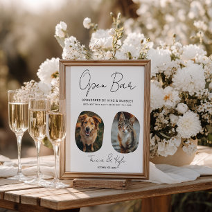 Funny Cute Pet Photo Open Bar Menu Wedding Sign